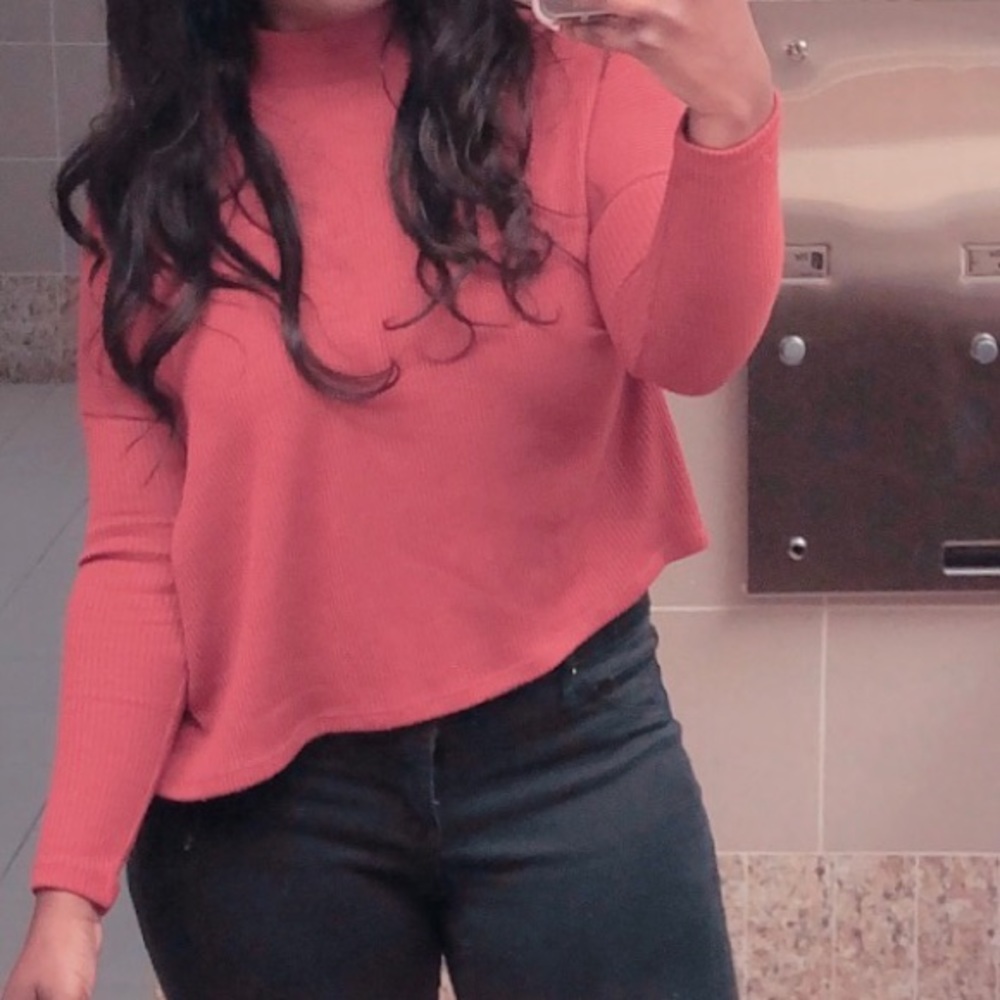 Burnt orange turtleneck top